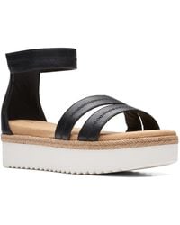 Clarks - Lana Glide Leather Ankle Strap Platform Sandals - Lyst