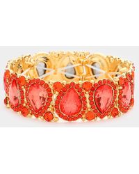 Fashnzfab - Teardrop Rhinestone Trim Stretch Evening Bracelet - Lyst