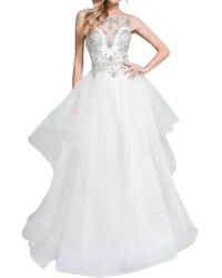 Terani - Beaded Sheer Illusion Prom Dress - Lyst