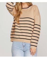 She + Sky - Striped Bow Detail Reversible Sweater Cardigan - Lyst