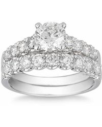 Pompeii3 3 1/2 Ct Diamond Engagement Wedding Ring Set White Gold - Metallic