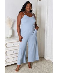 TRUEDAMES - Full Size Spaghetti Strap V-Neck Jumpsuit - Lyst