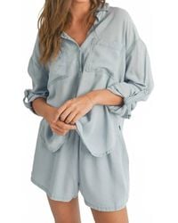 Miou Muse - Denim Button Down Top - Lyst