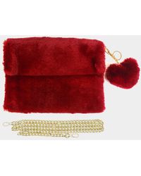 Fashnzfab - Detachable Heart Pom Pom Keychain Faux Fur Crossbody Bag - Lyst