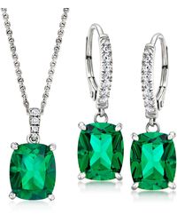 Ross-Simons - Simulated Emerald And . Cz Jewelry Set: Drop Earrings And Pendant Necklace - Lyst