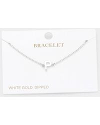 Fashnzfab - P- Dipped Metal Initial Monogram Charm Bracelet Rhodium - Lyst