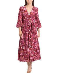Maggy London - Floral Print Polyester Midi Dress - Lyst