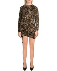 Pam & Gela - Animal Ruched Cocktail And Party Dress - Lyst
