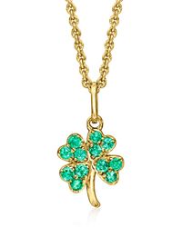 Ross-Simons - Emerald 4-leaf Clover Pendant Necklace - Lyst