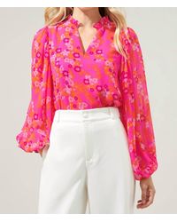 Sugarlips - Punch Of Poppy Split Neck Blouse - Lyst