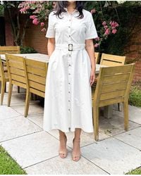 FREEMARKET - A-Line Short Sleeve Midi Shirt Dress - Lyst