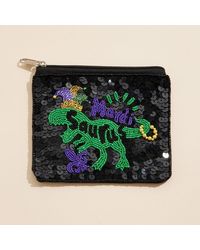 Fashnzfab - Mardi Gras Saurus Sequin Seed Beaded Mini Pouch Bag - Lyst