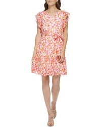 DKNY - Floral Print Short Wear To Work Dress - Lyst
