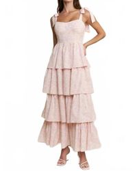 J.Nna - Floral Print Tiered Midi Dress - Lyst