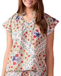 Double A - Em Floral Flutter Sleeve Top - Lyst