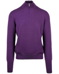 Ballantyne - Zip Mock Neck Sweater - Lyst