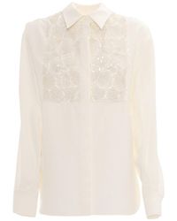 P.A.R.O.S.H. - Embroidered Front Panel Shirt With Classic Collar - Lyst