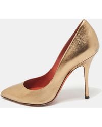 Santoni - Metallic Leather Pointed Toe Pumps - Lyst
