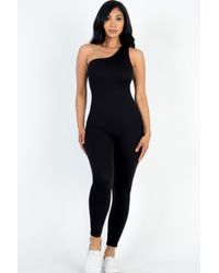 TRUEDAMES - Solid Color One Shoulder Jumpsuit - Lyst