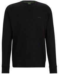 BOSS - Interlock-Cotton Sweatshirt With Logo Detail And Crew Neckline - Lyst