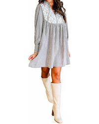 Shewin - Floral Patchwork Long Sleeve Mini Dress - Lyst