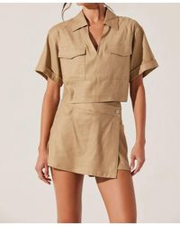 Astr - Deborah Linen Blend Safari Top - Lyst
