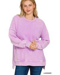 TRUEDAMES - Acid Washed Double Ribbed Hi-Low Sweatshirt - Lyst