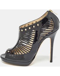 Jimmy Choo - Patent Leather Caged Open Toe Pumps - Lyst