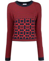 Ferragamo - Striped Gancini Long-Sleeve Top - Lyst