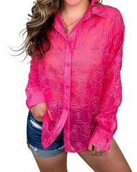 Sew In Love - Feeling Floral Long Sleeve Button Up Top - Lyst