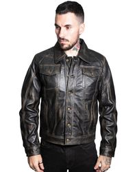 Infinity Leather - Retro Leather Trucker Jacket-Constantine - Lyst
