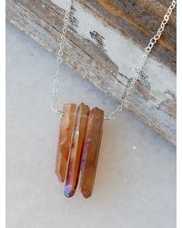 A Blonde and Her Bag - Three Raw Peach Quartz Crystal Pendant Necklace - Lyst