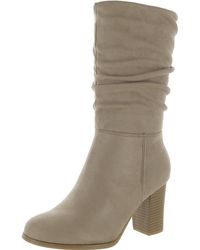 New York & Company - Amena Scrunch Boot Block Heel Side Zip Mid-calf Boots - Lyst