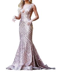 Jovani - Sequin Embellished V-Neck Dress - Lyst