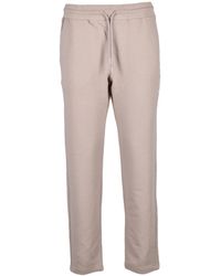 EA7 - Taupe Track Pants With Elastic Waistband And Subtle Logo Detail - Lyst