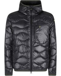 Blauer - Wave Quilted Hooded Elastic Trim Polyester Down Jacket - Lyst