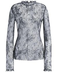 Alberta Ferretti - Long-Sleeved Lace Blouse With Ruffle Accents - Lyst