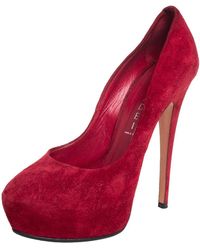 Casadei - Suede Platform Pumps - Lyst