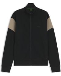 BOSS - Zippered Cotton-Blend Sweatshirt With Contrast Inserts - Lyst