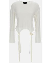 Simone Rocha - Cropped Long-Sleeve Top With Satin Bow Tails - Lyst