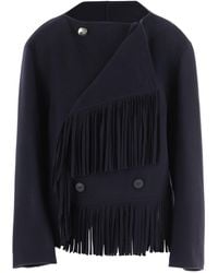 Carven - Fringed Double-Breasted Wool-Cashmere Jacket - Lyst