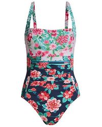 Johnny Was - Japer Ruched One Piece Swimsuit Floral Print Swimsuit - Lyst