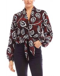 Fifteen Twenty - Scarlet Long Sleeve Tie Front Top - Lyst