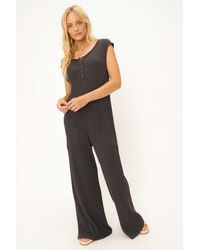 Project Social T - Frida Henley Sweater Rib Jumpsuit - Lyst
