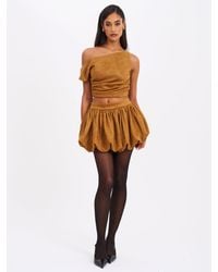 Miss Circle - Yuna Suede Bubble Hem Skirt - Lyst