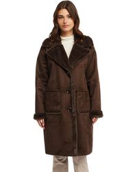 NVLT - Single Breasted Shearling Coat - Lyst