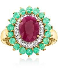 Ross-Simons - Ruby Ring With Emeralds And Diamonds - Lyst