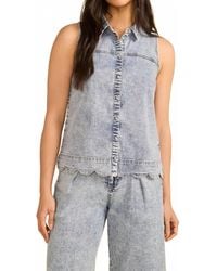 Fdj - Sleeveless Button Front Cotton Shirt - Lyst