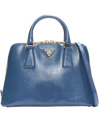 Prada - Promenade Vernice Saffiano Leather Triangle Logo Top Handle Tote Bag - Lyst