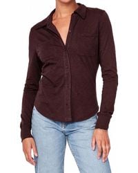 Stateside - Supima Slub Jersey Button Down Shirt - Lyst